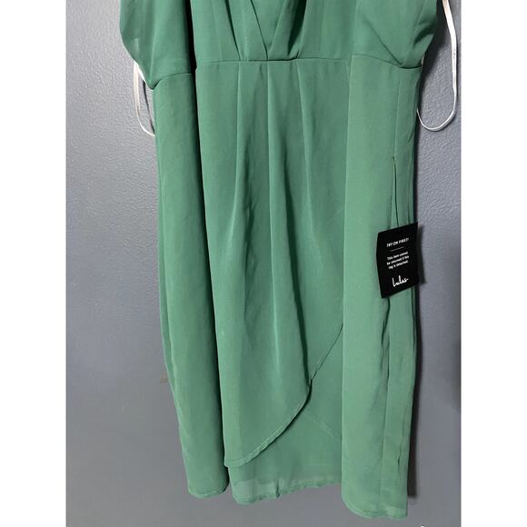 NWT Lulus Green Spaghetti Strap Modest Short Dress Vacation Wedding Formal XL - Picture 4 of 8